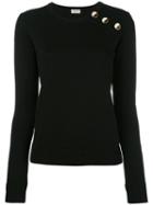 Saint Laurent Button Neck Sweater, Women's, Size: Medium, Black, Wool
