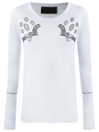Andrea Bogosian Round Neck Blouse, Women's, Size: Medium, White, Cotton