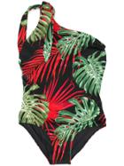 Mc2 Saint Barth Kids Printed One-shoulder Swimsuit - Green