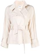 Vince Short Belted Trench Coat - Neutrals
