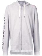 Maison Mihara Yasuhiro Embroidered Zipped Hoodie, Men's, Size: 48, Grey, Cotton
