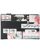Prada Zip Print Clutch - Black