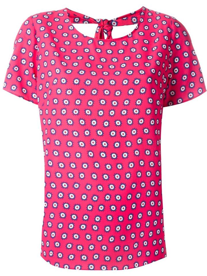 P.a.r.o.s.h. Geometric Print Top, Women's, Size: Large, Pink/purple, Polyester/spandex/elastane