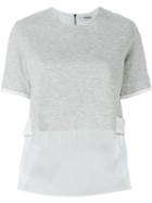 Tim Coppens Contrast Sleeve Side Applique Detail Cropped T-shirt, Women's, Size: Medium, Grey, Polyamide/spandex/elastane/viscose/cotton