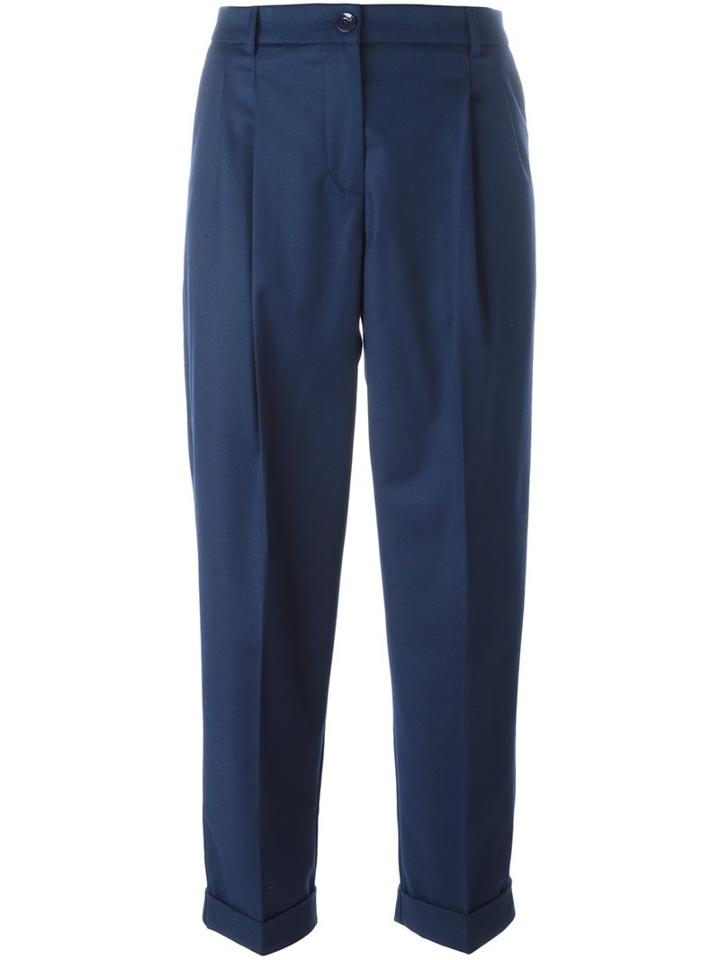 Blugirl Cropped Tailored Trousers, Women's, Size: 40, Blue, Polyester/spandex/elastane/viscose