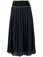 Victoria Victoria Beckham - Pleated Skirt - Women - Polyester/silk/zamac/brass - 8, Women's, Blue, Polyester/silk/zamac/brass