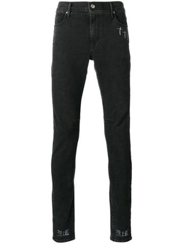 Road To Awe Logo Print Skinny Jeans, Men's, Size: 30, Black, Cotton/polyurethane