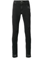 Road To Awe Logo Print Skinny Jeans, Men's, Size: 30, Black, Cotton/polyurethane