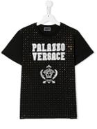 Young Versace Sequin Studded Logo T-shirt - Black