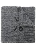 Fendi Logo Appliqué Scarf, Men's, Grey, Wool