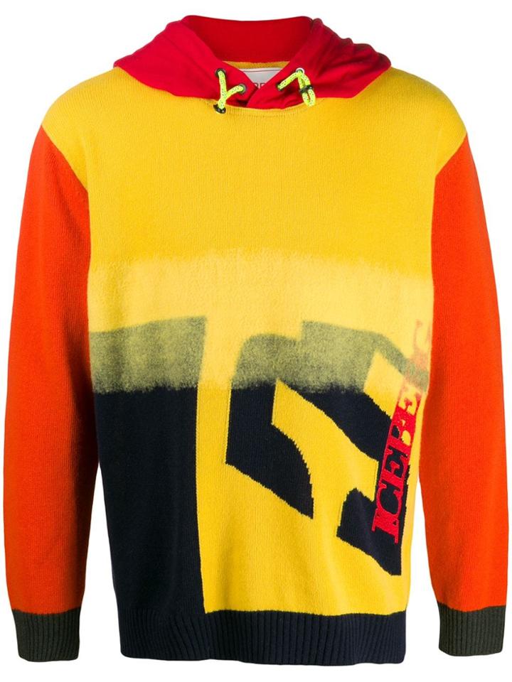 Iceberg Colour Block Hooded Jumper - Red