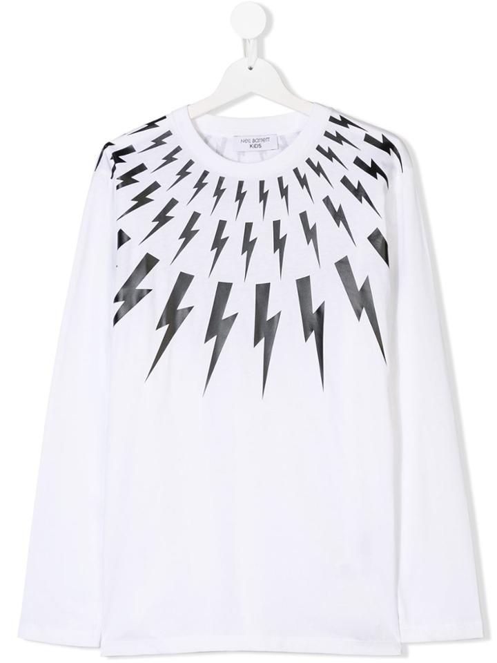 Neil Barrett Kids Teen Lightning Bolt T-shirt - White