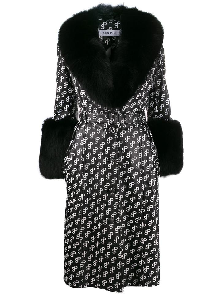 Saks Potts Foxy Logo Print Coat - Black