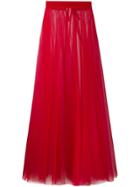 Loulou Sheer Tulle Full Skirt - Red