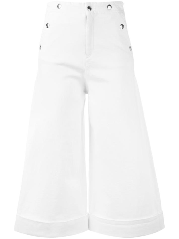 The Seafarer Wide Leg Culottes, Women's, Size: 28, White, Cotton/spandex/elastane