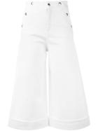 The Seafarer Wide Leg Culottes, Women's, Size: 28, White, Cotton/spandex/elastane