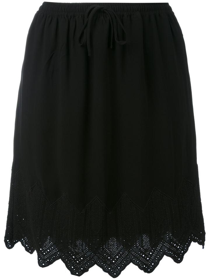 Iro - Embroidered Hem Skirt - Women - Polyester/viscose - 36, Black, Polyester/viscose