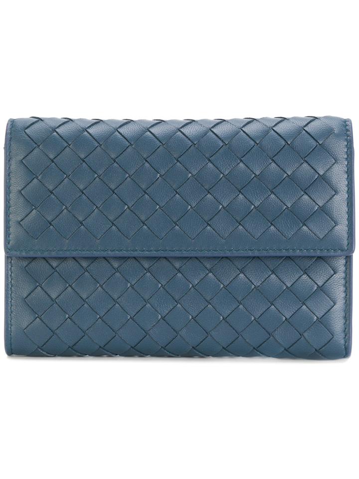 Bottega Veneta Intrecciato Tri-fold Wallet - Blue