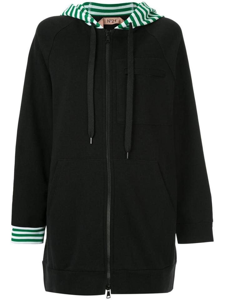 No21 Zipped Hoodie - Black