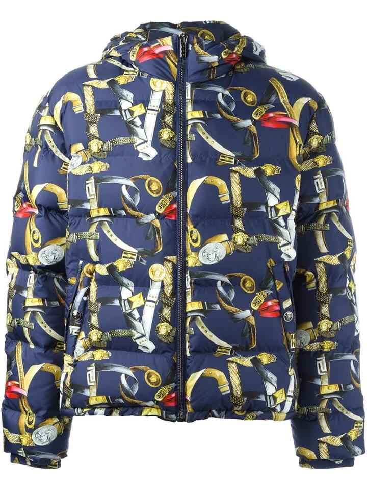Versace Belt Print Down Jacket