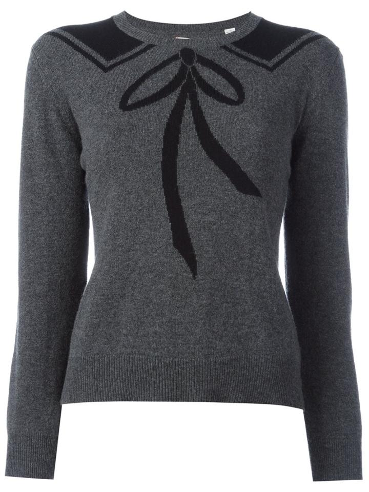 Chinti And Parker Bow Tie Detail Jumper, Women's, Size: Small, Grey, Cashmere