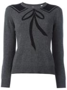 Chinti And Parker Bow Tie Detail Jumper, Women's, Size: Small, Grey, Cashmere
