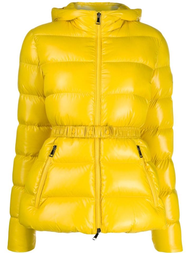 Moncler Belted Puffer Jacket - Yellow