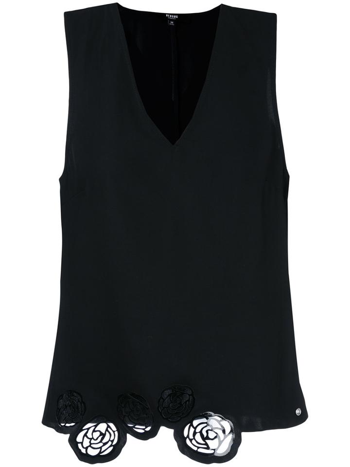Versus Embroidered Detail Tank Top, Women's, Size: 36, Black, Polyester