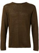 Inis Meáin Round Neck Jumper, Men's, Size: Large, Green, Silk/linen/flax