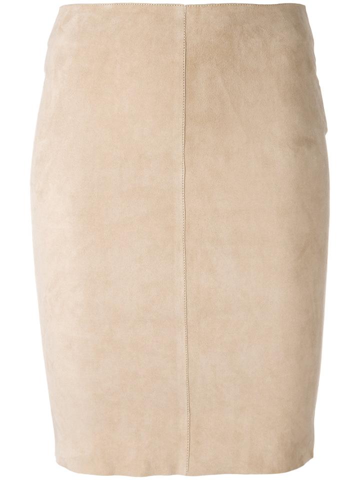 Jitrois - Fitted Skirt - Women - Cotton/lamb Skin/spandex/elastane - 36, Nude/neutrals, Cotton/lamb Skin/spandex/elastane