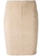 Jitrois - Fitted Skirt - Women - Cotton/lamb Skin/spandex/elastane - 36, Nude/neutrals, Cotton/lamb Skin/spandex/elastane