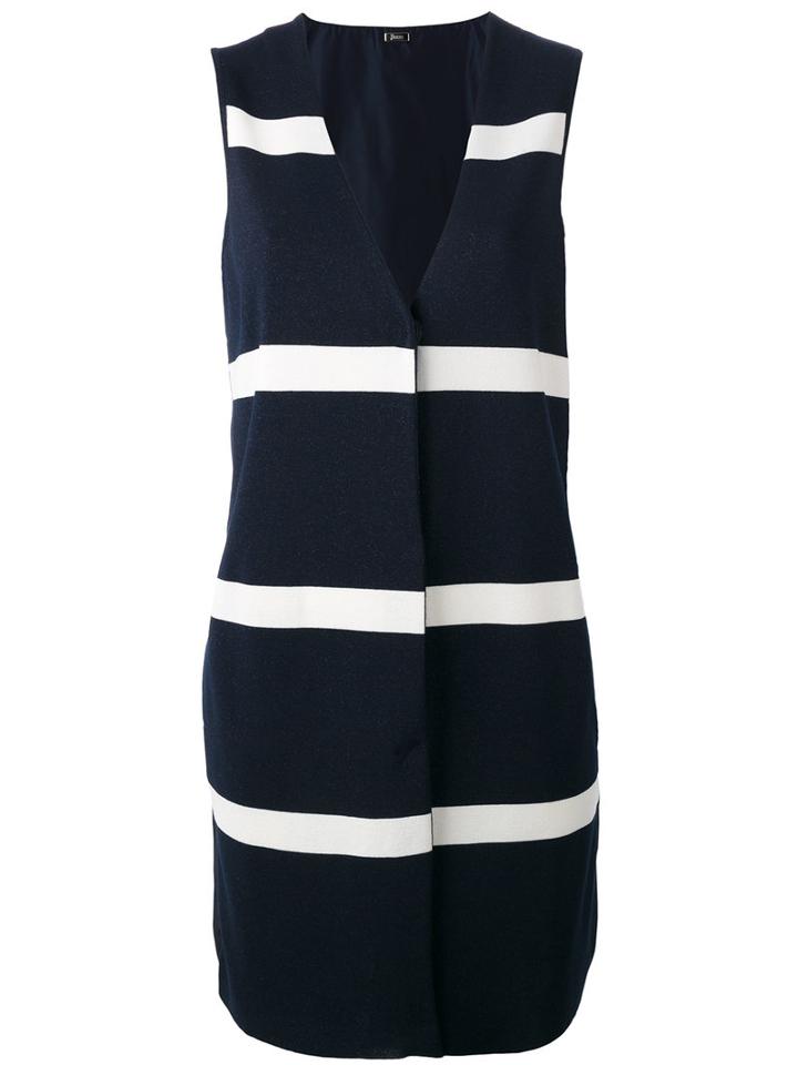 Herno Stripe Panel Sleeveless Jacket, Women's, Size: 46, Blue, Polyamide/polyester/viscose/metallic Fibre