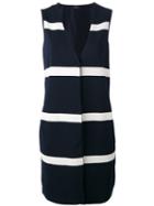 Herno Stripe Panel Sleeveless Jacket, Women's, Size: 46, Blue, Polyamide/polyester/viscose/metallic Fibre