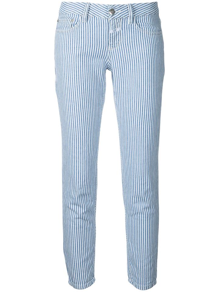 Closed - Striped Crop Jeans - Women - Cotton/linen/flax - 26, Blue, Cotton/linen/flax