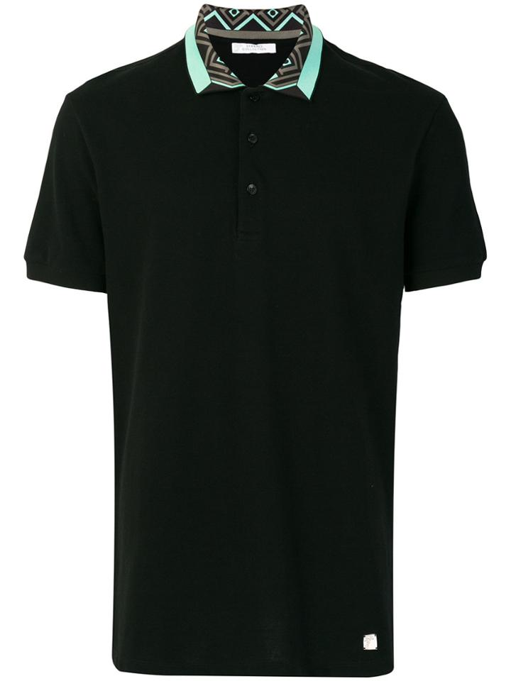 Versace Collection Tipped Collar Polo Shirt - Black