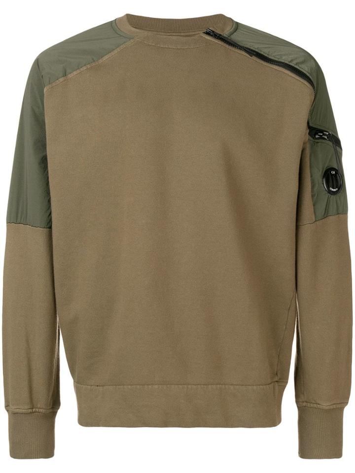 Cp Company Shell-panelled Sweatshirt - Green
