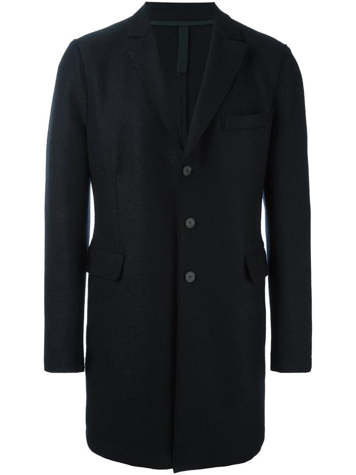 Harris Wharf London Single-breasted Flap Pockets Coat, Men's, Size: 56, Blue, Virgin Wool