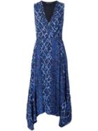 Proenza Schouler Sleeveless Abstract Print Dress, Women's, Size: 4, Blue, Silk
