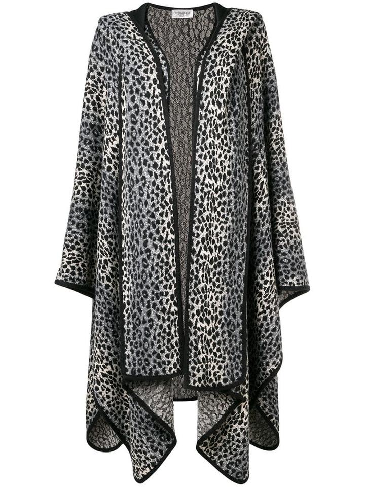 Yves Saint Laurent Pre-owned 1980's Animal Print Poncho - Grey