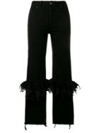 Preen By Thornton Bregazzi Ruffle Knee Flared Jeans - Black