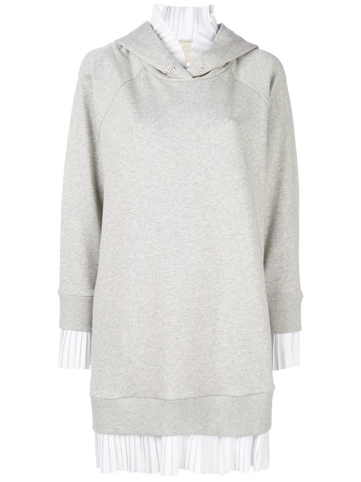 Mm6 Maison Margiela Oversized Pleated Trim Hoodie - Grey