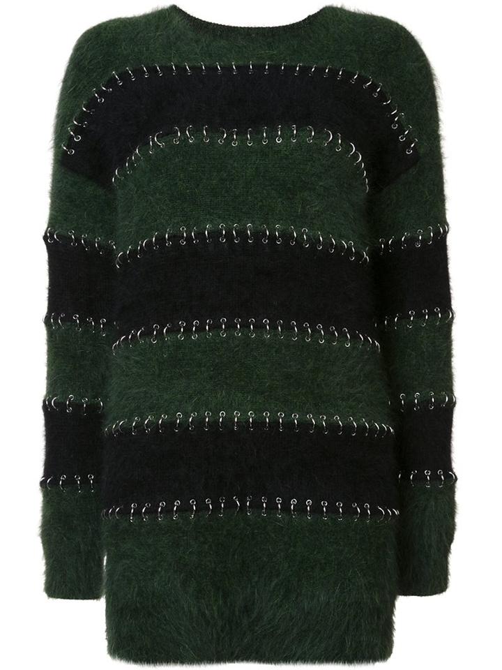 Alexander Wang Ring Pierced Rugby Jumper, Women's, Size: Small, Green, Wool/angora/nylon