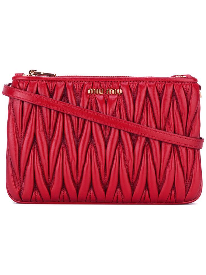 Miu Miu Quilted Crossbody Bag, Women's, Red, Calf Leather