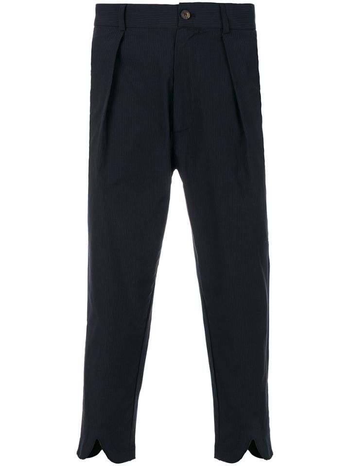 Société Anonyme V Cuffed Cropped Pinstripe Trousers - Blue