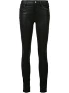 Paige Leather Effect Skinny Trousers, Women's, Size: 29, Black, Cotton/spandex/elastane/leather