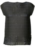 Issey Miyake Distressed Woven Top - Grey