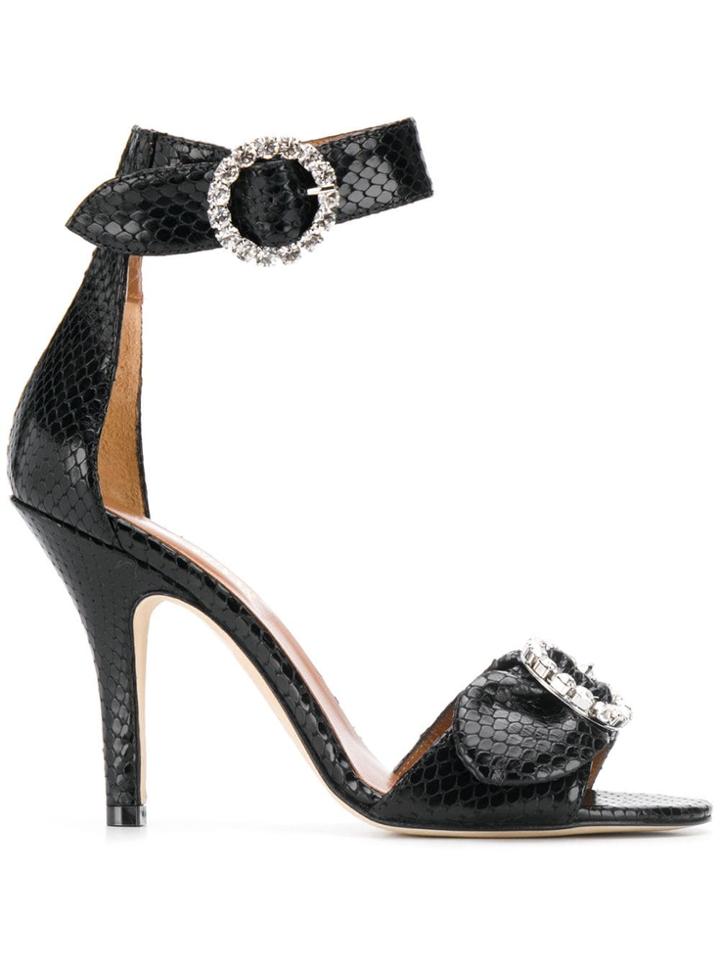 Paris Texas Crystal Buckle Sandals - Black