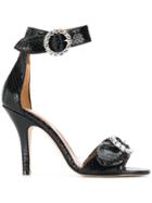 Paris Texas Crystal Buckle Sandals - Black