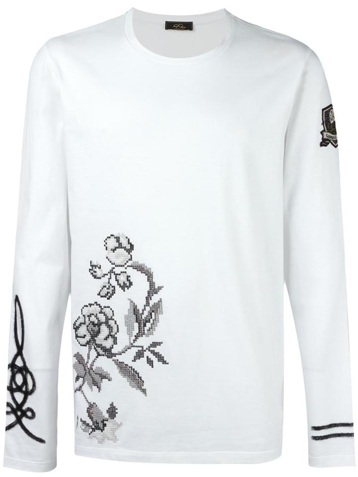 Gabriele Pasini Floral Print Sweatshirt, Men's, Size: Large, White, Cotton