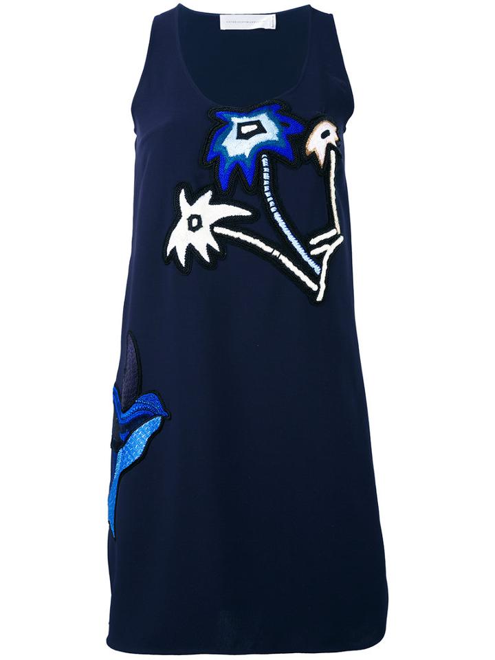 Victoria Victoria Beckham - Floral Embroidery Dress - Women - Polyester - 12, Blue, Polyester